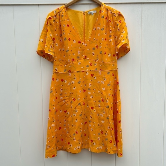 Madewell Belladona Silk Dress In Painted Carnations Boho Fall Chic Sz 12 - Picture 4 of 11